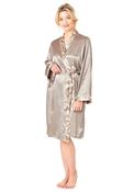 Indigo Sky Ring Print Satin Wrap Robe, Mink