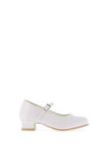 Little People Diamante Satin Communion Shoes, White image