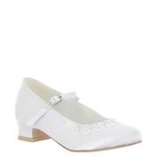 Little People Satin Beaded Embellished Communion Shoes, White