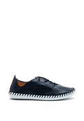Lunar St Ives Leather Elasticated Stitch Trim Shoes, Navy image