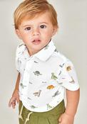 Mayoral Baby Boy Dino Print Short Sleeve Shirt, White image