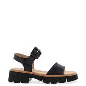 Paul Green Leather Buckle Sandals, Black