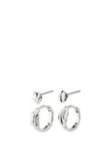 Pilgrim Peace Huggie Hoop &amp; Stud Earrings Set, Silver image