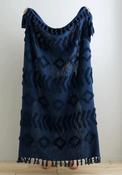 Pineapple Elephant Kabelli Geometric Tufted Throw, Navy