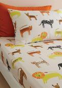 Pineapple Elephant Kids Khari Animals Fitted Sheet, Cream Multi image
