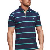 Raging Bull Big &amp; Tall Hooped Polo Shirt, Navy &amp; Turquoise