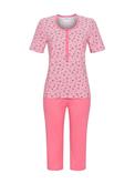 Ringella Stripe Short Sleeve Capri Pyjama Set, Pink