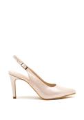 Pomares Suede Shimmer Sling Back Court Shoes, Dream Nude image