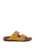 Rohde Womens Leather Buckle Chunky Slip On Mules, Mustard image