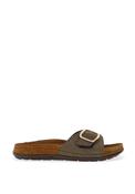 Rohde Womens Leather Single Buckle Chunky Slip On Mules, Olive image