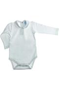 Sardon Baby Girls Collar Long Sleeve Bodysuit, White image