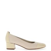 Softmode Hazel Leather Patent Block Heel Shoes, Beige image