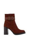 Sprox Faux Suede Buckle Strap Block Heel Boots, Brown image