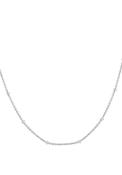 Sterling Silver Plain Small Beaded Necklace, Silver image