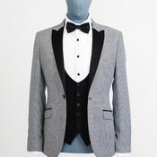 Torre Houndstooth Print 3 Piece Tuxedo Suit, Black image