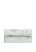 Pomares Shimmer Leather Envelope Clutch Bag, Silver image