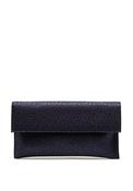 Pomares Shimmer Leather Envelope Clutch Bag, Navy image