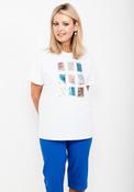 Seventy1 One Size Sequin Squares T-Shirt, White &amp; Blue image