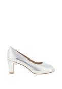 Zany Shimmer Peep Toe Heeled Shoes, Silver image