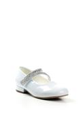 Dubarry Girls Victoria Patent Communion Shoes, White in Donegal