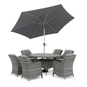 Rattan 6 Seater Dining Set with Parasol image