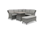 Rattan Square Corner Set with Bench &amp; High/Low Table image