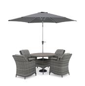 Rattan 4 Seater Dining Set with Parasol image