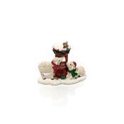 Christmas Farm Resin Sheep with Pot Box &amp; Robin Ornament image