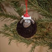 Christmas Sheep Pom Pom Black with Santa Hat image