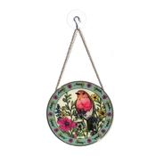 Garden Birds Robin Stained Glass Hanger with Gift Box