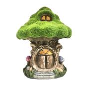 Green Flocked Fairy House with Solar Light