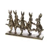 Hares Dancing Bronze Colour Resin Ornament
