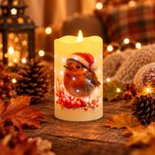 LED Christmas Robin Candle 7.5cm x 12.5cm image