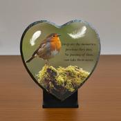 Robin Heart Slate Grave Plaque