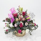 Mother's Day Basket Fresh Flower Arrangement with Chocolates