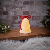 Christmas Bell with LED Sleigh Scene White Embossed Ceramic image