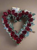 Heart Shaped Roses Funeral Wreath