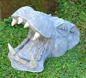 Hippo Head with Open Mouth Concrete Ornament