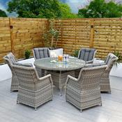 Bali - 6 Seat Set with 135cm Round Table (Light Grey) Image