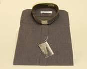 Grey Clerical Shirt, Short Sleeve, Tonsure image