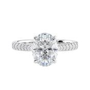 Oval Solitaire Tapered Lab Grown Diamond Band Engagement Ring image