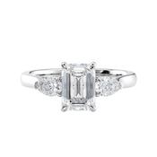 Emerald &amp; Pear Cut Trilogy Lab Grown Diamond Engagement Ring image