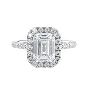 Emerald Cut Halo Classic Lab Grown Diamond Band Engagement Ring image