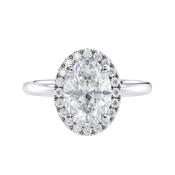 Oval Halo Plain Band Diamond Engagement Ring image