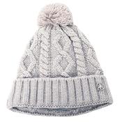 Green Lamb Krista Fleece Lined Cable Hat with Pom P  Silver Marl image