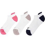 Callaway Ladies Sport Low 3-Pair Socks  White-Pink-White-Blue-White-Gr