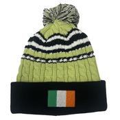 Custom House Headwear Multi Stripe Cable Knit Beanies  Green Irish Flag image