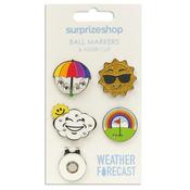 Surprizeshop 4 Ball Marker &amp; 1 Visor Clip Set  Weather Forecast