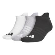 adidas Gents Perf 3 Pk Ankle Socks 8.5 -11 White/Light Grey Heather/Black