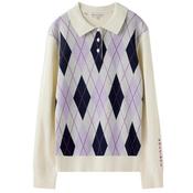 Rohnisch Heritage Knitted Poloshirt Small Orchid Argyle image
